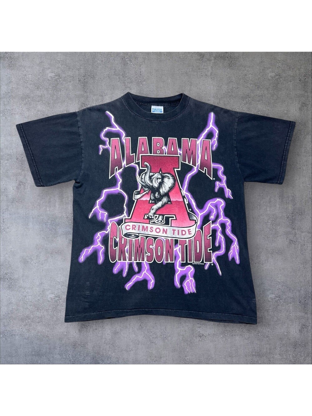 Vintage 90s Alabama Crimson Tide University Lightning American Thunder Tee Large